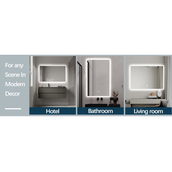 Satin Edge LED Lighted Bathroom Mirror , Custom Illuminated Bathroom Mirrors