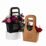 Foldable Gift Floral Paper Bag Bouquet Basket Shape 120gsm 180gsm