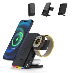 China 3in1 Hidden Design Iphone Charger Stand Power Bank Magsafe Stand Charger wholesale