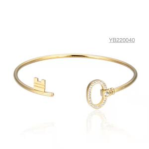 China Saya Stainless Steel Designer Jewelry Key Lock Rhinestone 18k Gold Love Bracelet wholesale