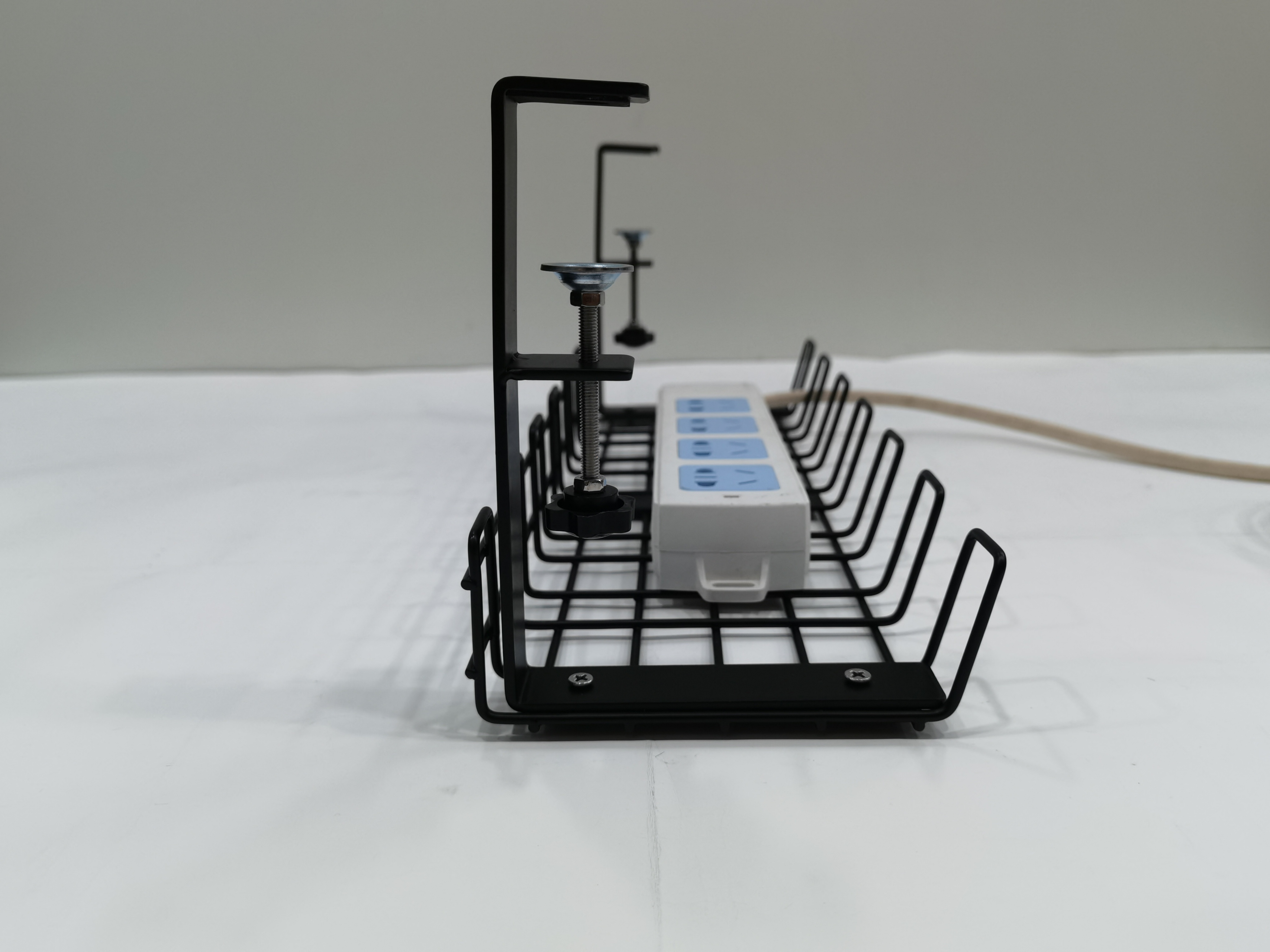 Sturdy Carbon Steel Wire Organizer Tray for No Drilling Under Desk Cable Management