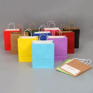 China Gravure 250gsm Craft Shopping Paper Bag White Brown Kraft Bags With Handles wholesale