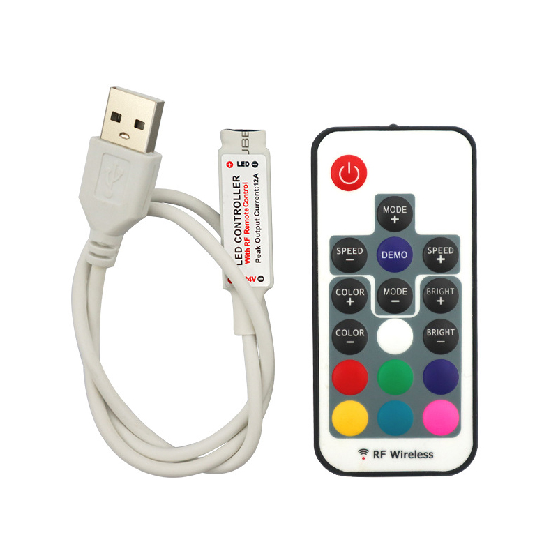 USB Interface Powered LED Mini Controller With 17 Keys RF Wireless Remote Control