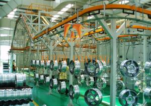China Fully Automated Assembly Electrostatic Spray Painting Line For Wheel Hub Spray Coating wholesale