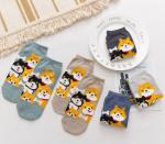 Breathable Cute Dog Ladies Ankle Socks , Organic Cotton Short Socks Womens