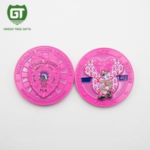 China 3D effects Disney Round challenge Coin with dyed pink metal wholesale