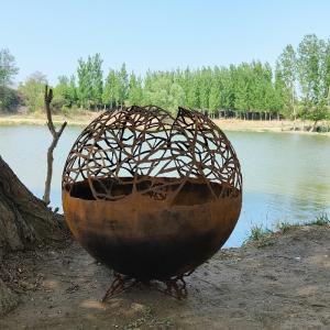 China 80cm Rusted Steel Fire Pit Outdoor Metal For Patio wholesale