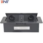 10A Rated Current Black Oval Corner Desktop Pop Up Hidden Outlet With USB