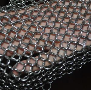 China 304 316 7&quot;X7&quot; Stainless Steel Chainmail Iron Cast Scrubber For Kitchen wholesale