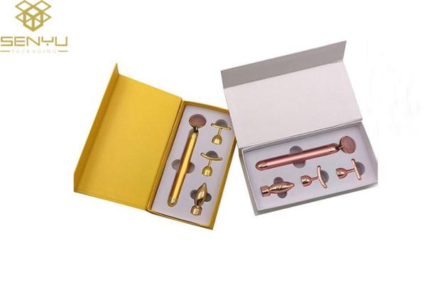 Facial Roller Cosmetic Packaging Boxes / Magnetic Hardcover Custom Cosmetic