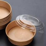 Custom Restaurant 750ml Disposable Kraft Brown Paper Food Packaging Salad Bowl