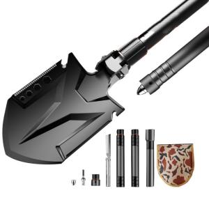 China Black Folding Multifunction Camping Shovel 8in Aluminum Alloy Straight Handle wholesale