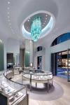 Jewelry store ceiling blue green icefall handmade blown icicles custom stalagite
