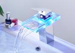 Hot And Cold Water LED Bathroom Basin Faucet Brass Color Changing ROVATE