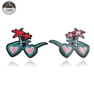 China Retro Glasses Embroidery Designs Patches Eco Friendly Material For Clothing wholesale