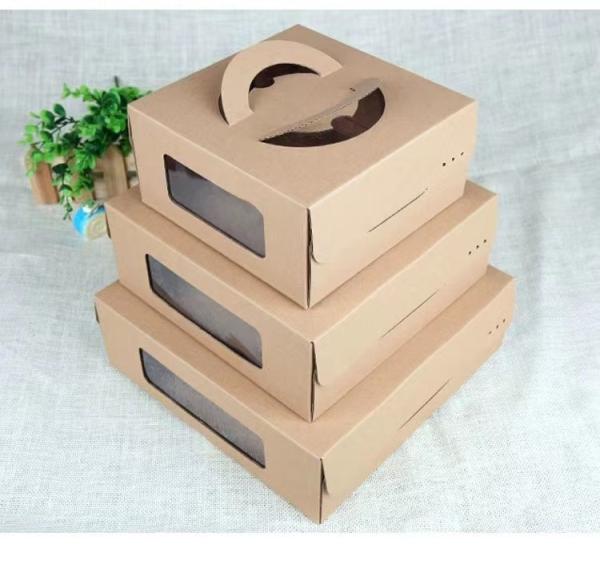 8-inch 10 inch kraft paper portable cheese cake box, pizza packaging box, durian