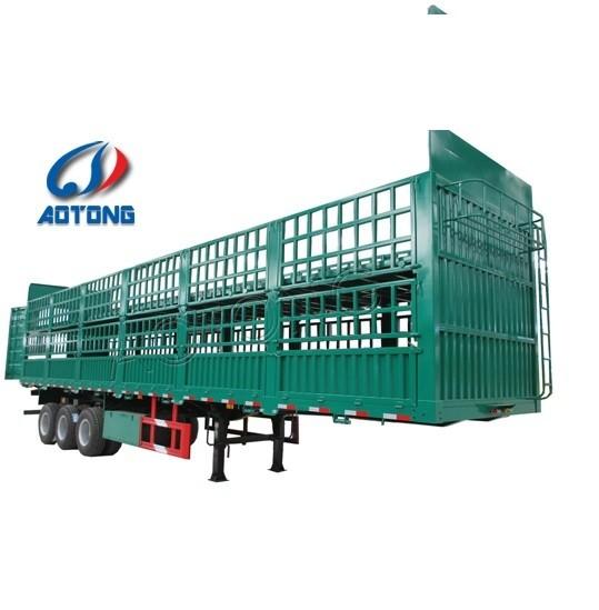 3 Axle 60 Ton Truck Open Cargo Flatbed Stake Fence Semi Trailer with JOST 2"