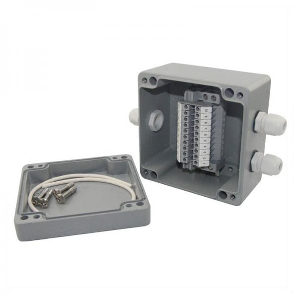 Quality 3 Ways Waterproof Aluminum Distribution Junction Box with UK2.5B Din Rail Terminal Blocks 120*120*82mm for sale