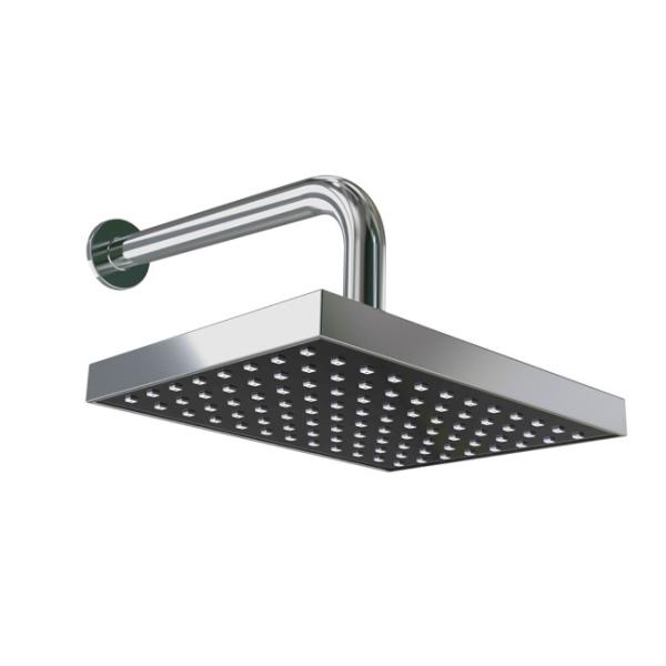 6x8 Inch Square Rain Shower Head Chrome Black With Self Cleaning Silicone