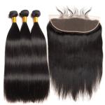 Natural Black Real Straight Human Hair Extensions Bundles No Shedding