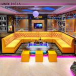 Large 3 Piece Leather U Shaped Sectional Couch For Small Space KTV Privacy