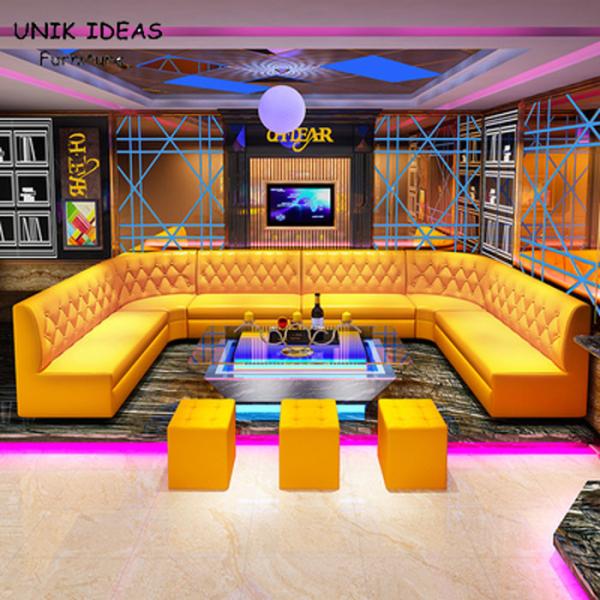 Large 3 Piece Leather U Shaped Sectional Couch For Small Space KTV Privacy