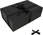 Long Ribbon Magnetic Gift Box Cardboard Matte Black