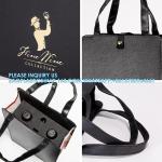 Wine Carrier Tote Bag, 2 Bottles Leather Wine Gift Bag, Reusable Champagne
