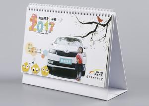 China Triangle Office Desk Calendar White Metal Y - O Binding With Pen Holder wholesale