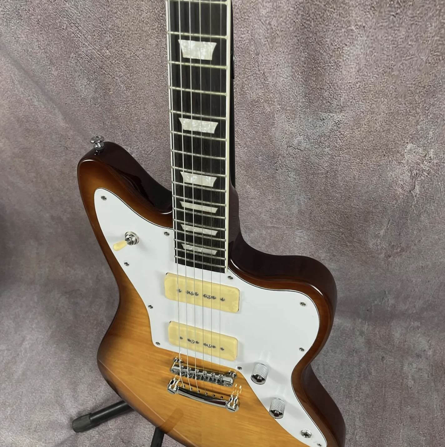 Custom Flamed Top Electric Guitar with P90 Pickups Solid Body Rosewood fingerboard