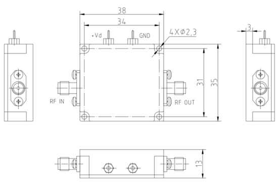Customized Low Noise Figure High Gain Communication Module 1-8GHz Low Noise Amplifier For Electronic Warfare