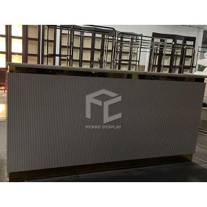 China MDF Veneered Clothing Shop Display Furniture Apparel Shop Cash Counter wholesale