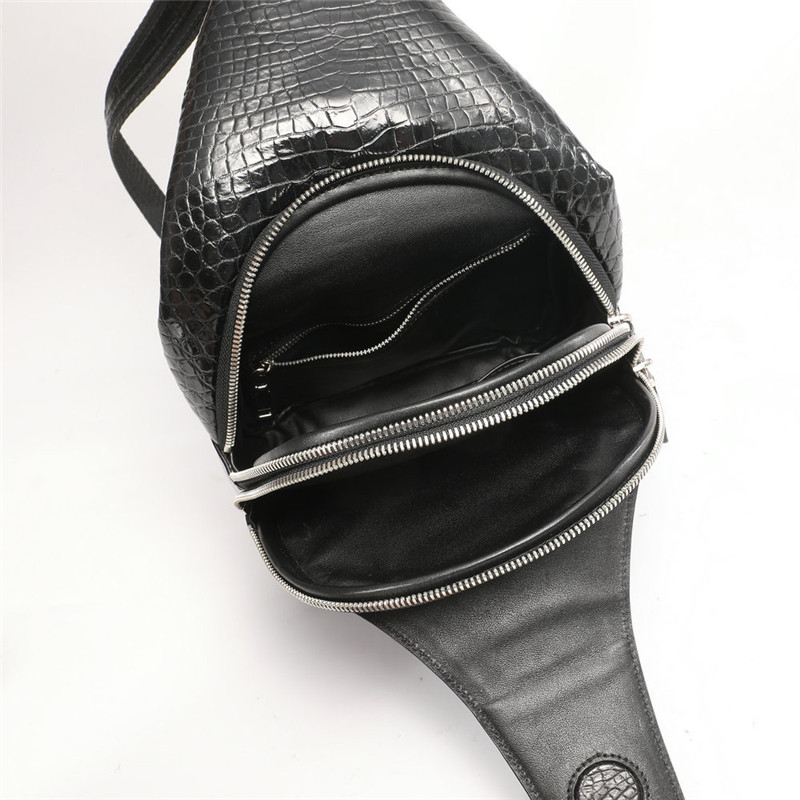 Exotic Crocodile Skin Men's Chest Bag Authentic Genuine Alligator Leather Male Messenger Bag Crossbody Shoulder Bag