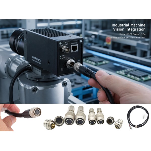 HR10A 12-Pin Circular Connector Industrial Camera Power Trigger Cable Assembly for Machine Vision