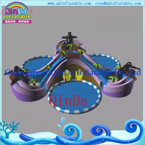 China Inflatable Slide with Water Pool Water Park Giant Inflatable Pool Water Slide for Sale wholesale