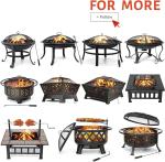 Round Steel Wood Burning Fire Pit for Outdoor Garden and Backyard Barbecue Grill