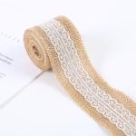 65mm Pink Burlap Ribbon With Lace 10 Yards Natural Burlap Ribbon Woven Edges