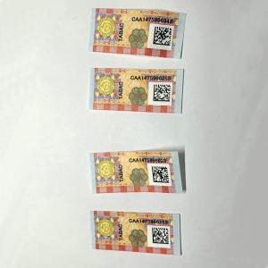 China Holographic Security Tax Stamp For Anti Counterfeit Customized Adhesive Cigarette / Wine Bottle wholesale