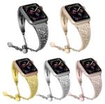 Adjustable Length Smart Watch Band Strap Crystal Metal Stainless Steel Material