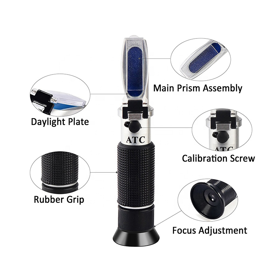 0-40% Brix Alcohol 0-25% Wine Sugar Refractometer OEM/ODM Dual Scale Portable With ATC