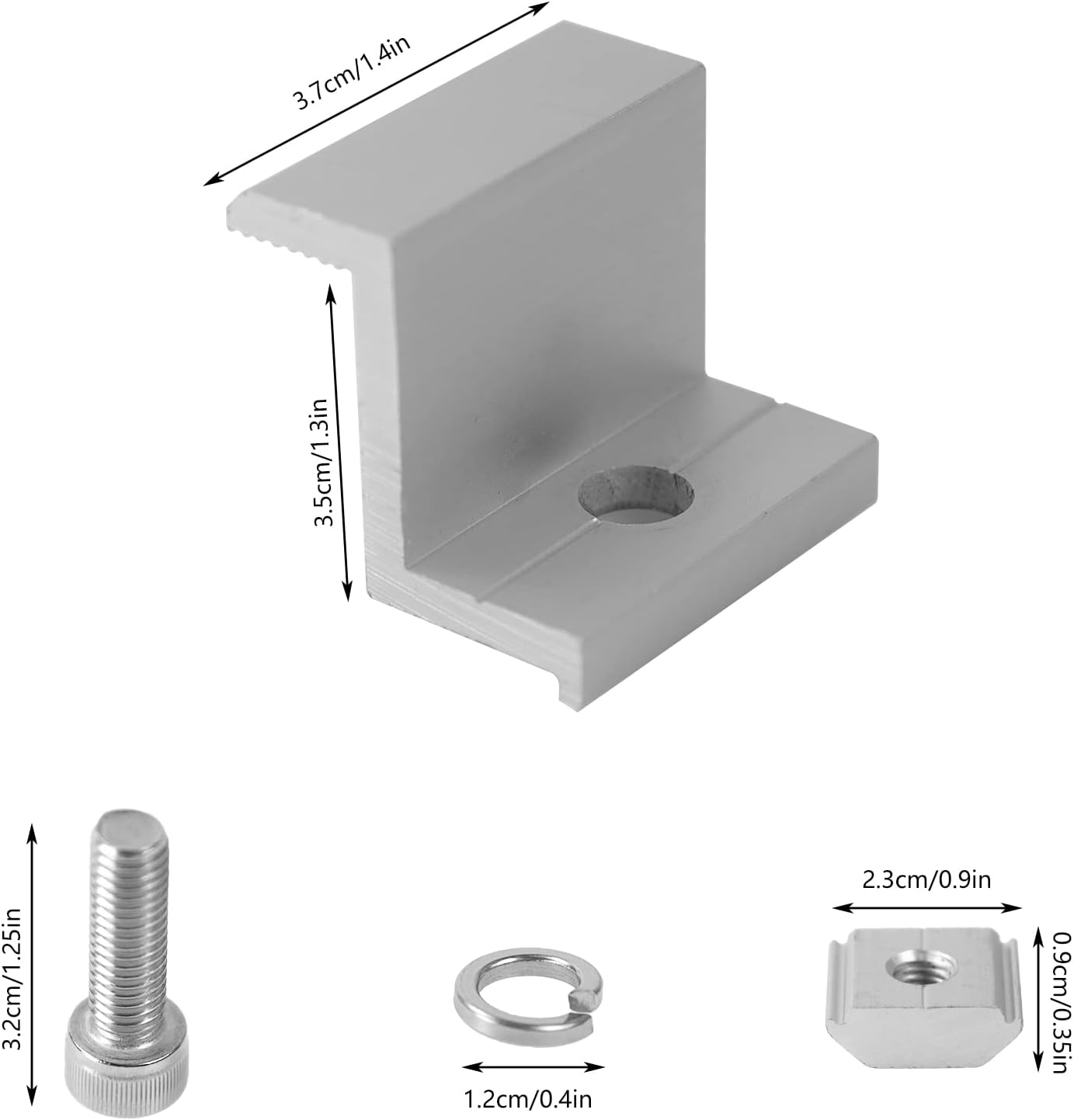 Aluminum Solar Mounting Mid Clamp with 1.5KN/m2 Snow Load and Andoized Treatment