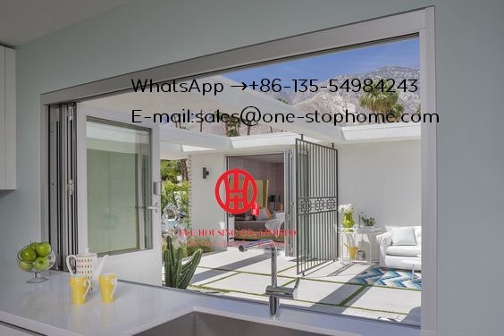 Aluminum insulated concertina folding storm door, Sliding Interior door Movable Sound Proof Folding Doors