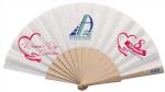 Cherry Fancy Cloth Wooden Customized Hand Fans Spanish Personalised 23CM