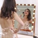 USB Lighted Magnifying Makeup Mirror For Desktop 9pcs Led 30x40cm