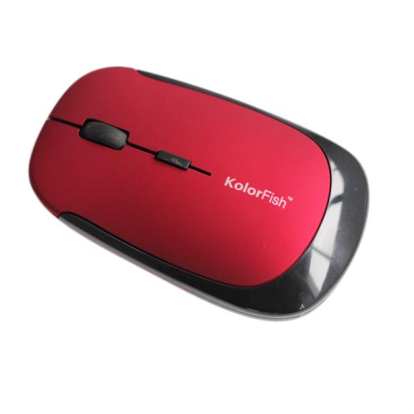 KolorFish 2.4G Wireless Optical Mouse 4D With Red Rubber Coating DPI Speed