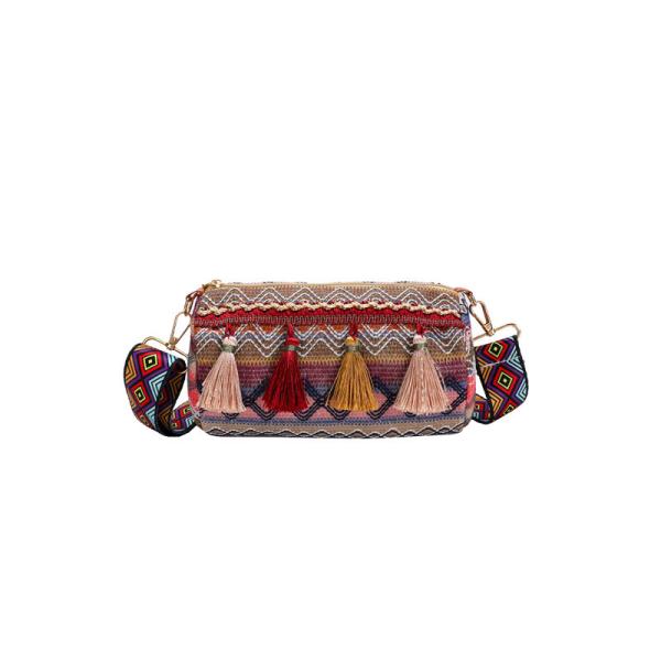 FASHION CHINESE NATIONAL STYLE WIDE SHOULDER STRAP PILLOW BAG CROSSBODY BAG