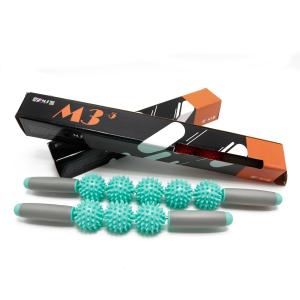 China Light Blue 54cm Slipfree Massage Roller Ball Stick 3 Ball Eco Friendly PP Material wholesale