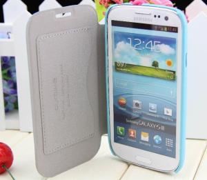 China Samsung S3 Android Cellphone Case , White PU Leather Thin Flip Cover wholesale