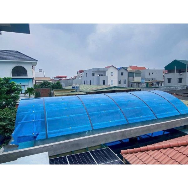 6mm to 10mm Blue Polycarbonate Sheet with Multi-Wall Structure for UV Protection and Diffused and Pleasant Ambient Illumination