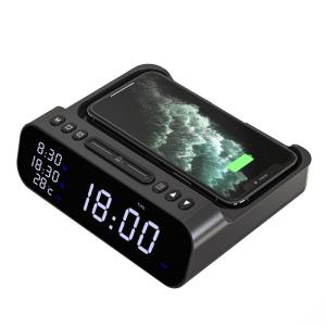 China 15W Fast Wireless Charger Alarm Clock Temperature Tester USB Station wholesale